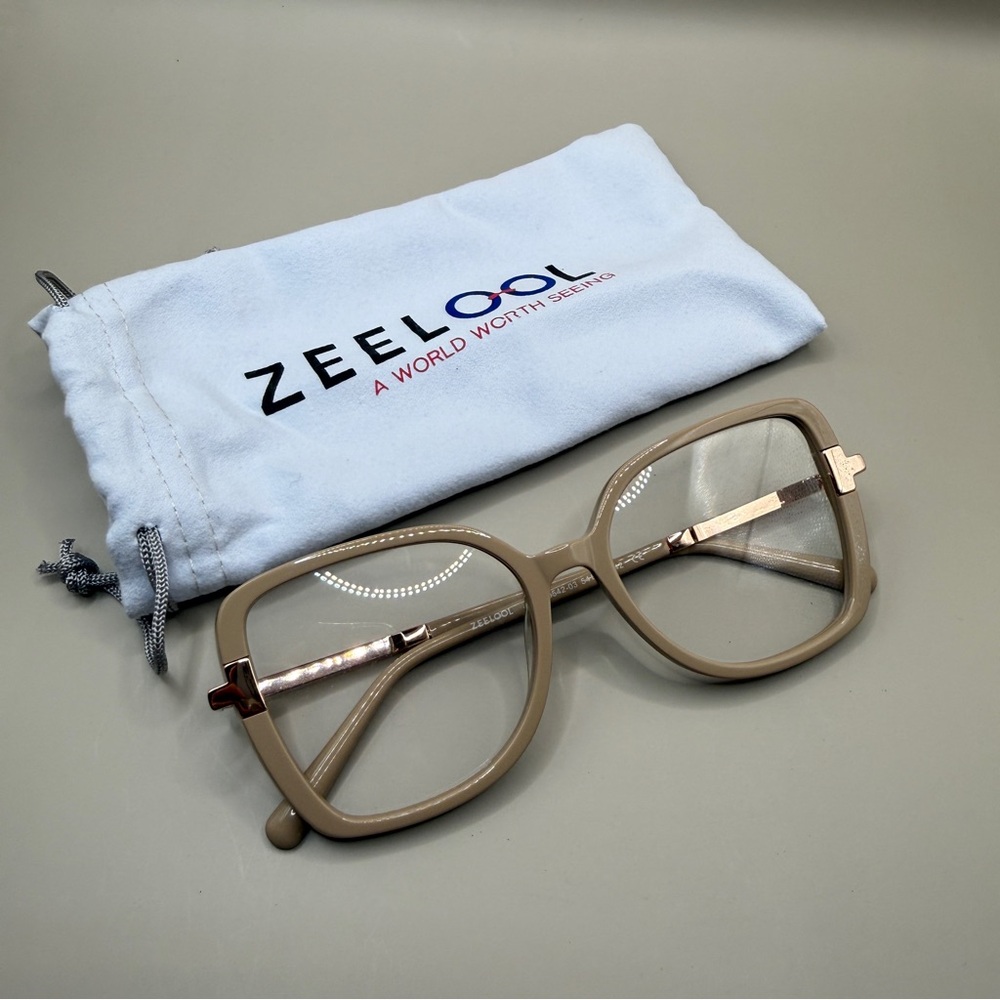 Zeelool Beige Square Glasses frame, No prescription